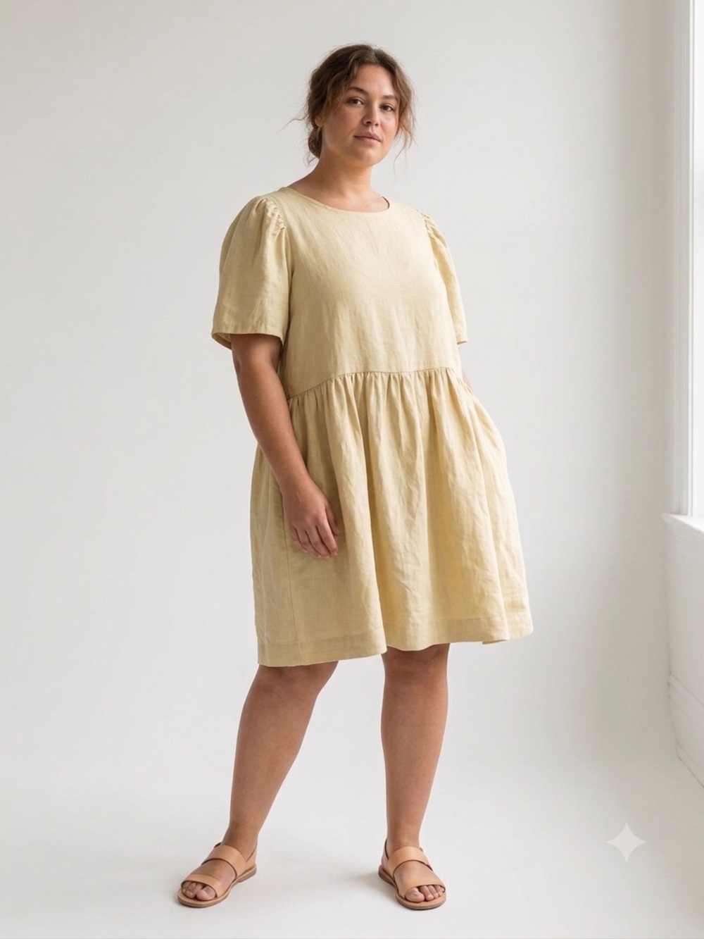Shelter Agnes Mini Dress Linen Butter Yellow Size 1X